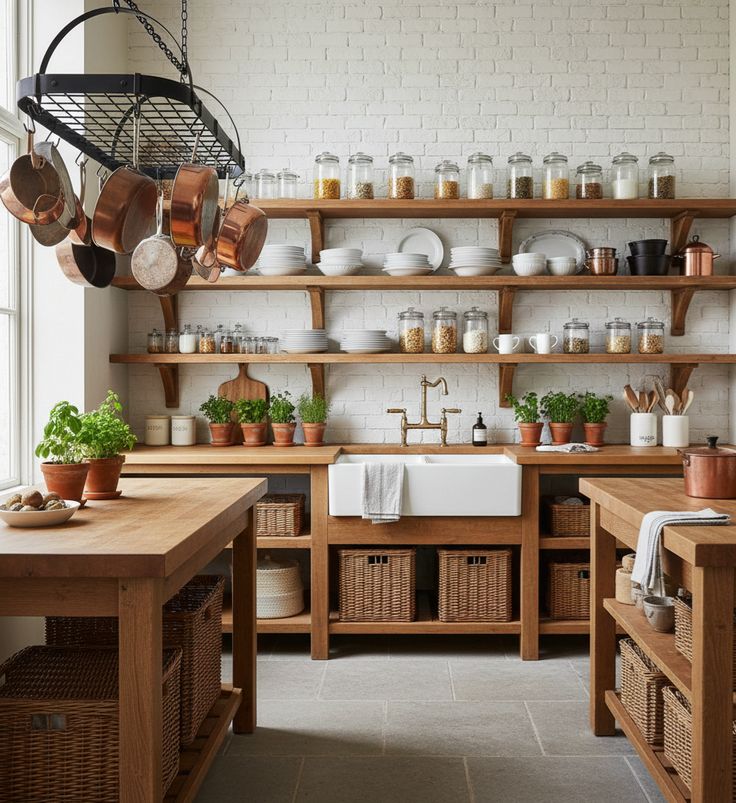Organised kitchen workspace with open cooking guides and preparation tools